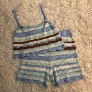 Striped Knit Tank and Shorts Set